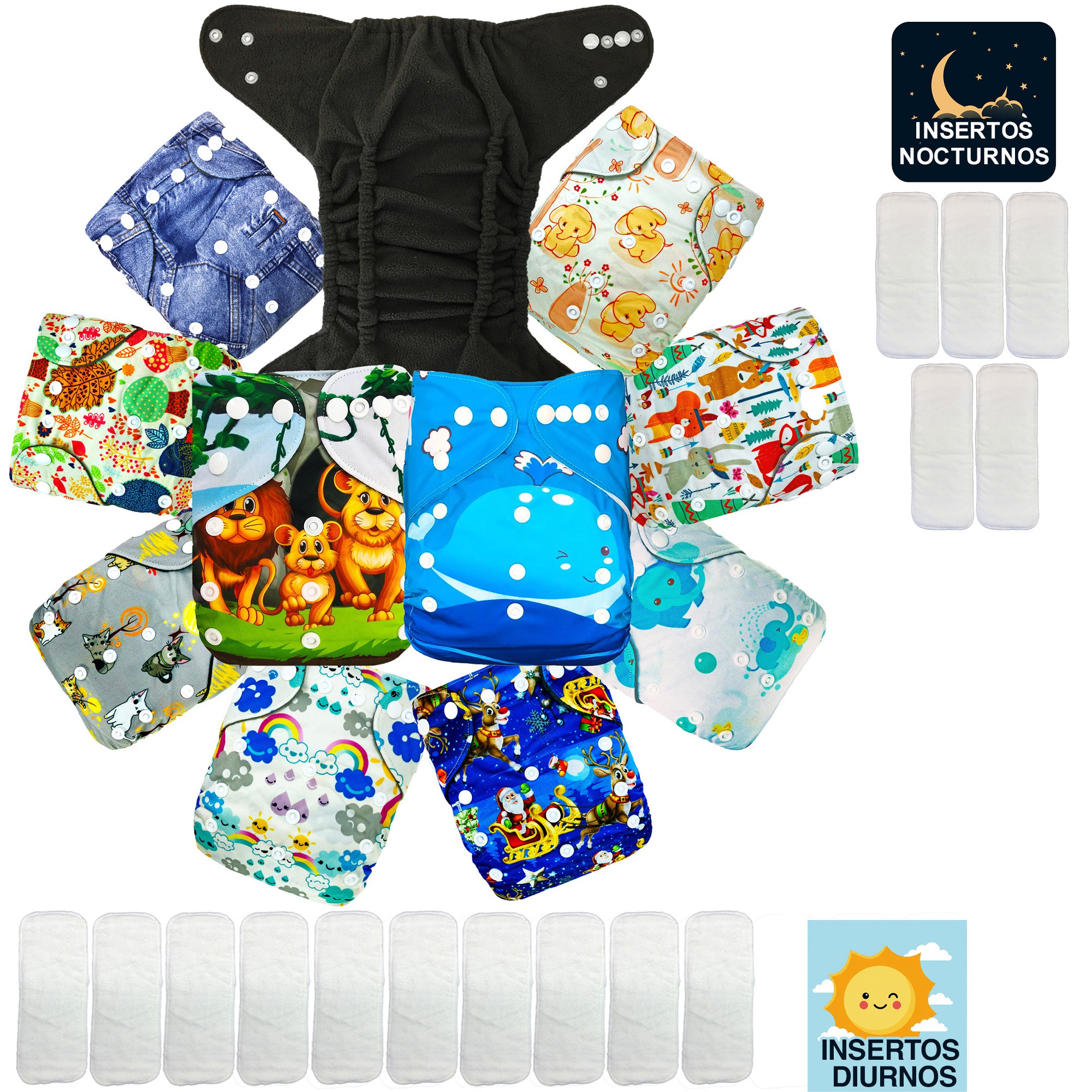 Pa&ntilde;ales de Tela Ecol&oacute;gicos EcoBaby Original Pack 10 Doble Barrera con 15 Insertos image number null