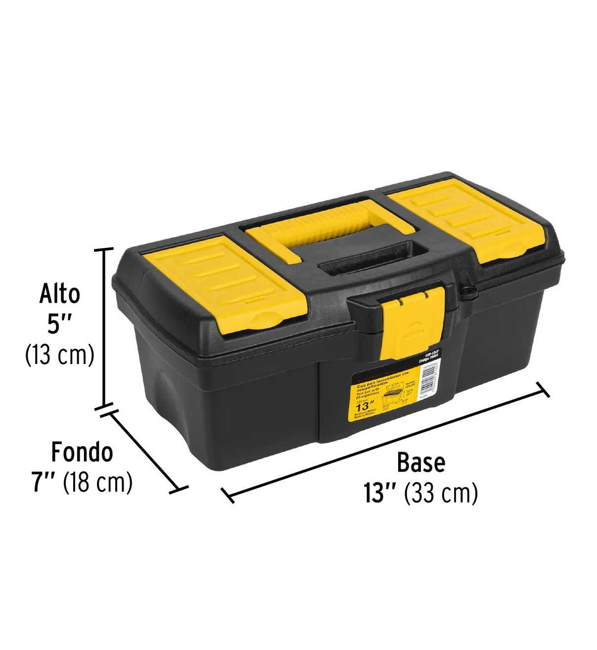 Caja de herramientas de pl&aacute;stico 18cm x 33cm x 13cm negra malubero image number null