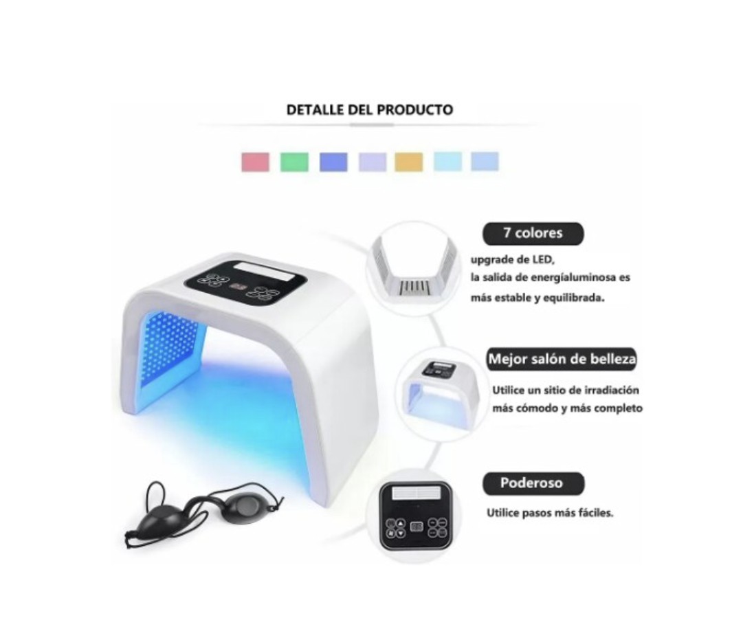 M&aacute;quina Facial Led 7 Colores Para Cara Y Cuello Cosm&eacute;tico Modelo Blanco image number null