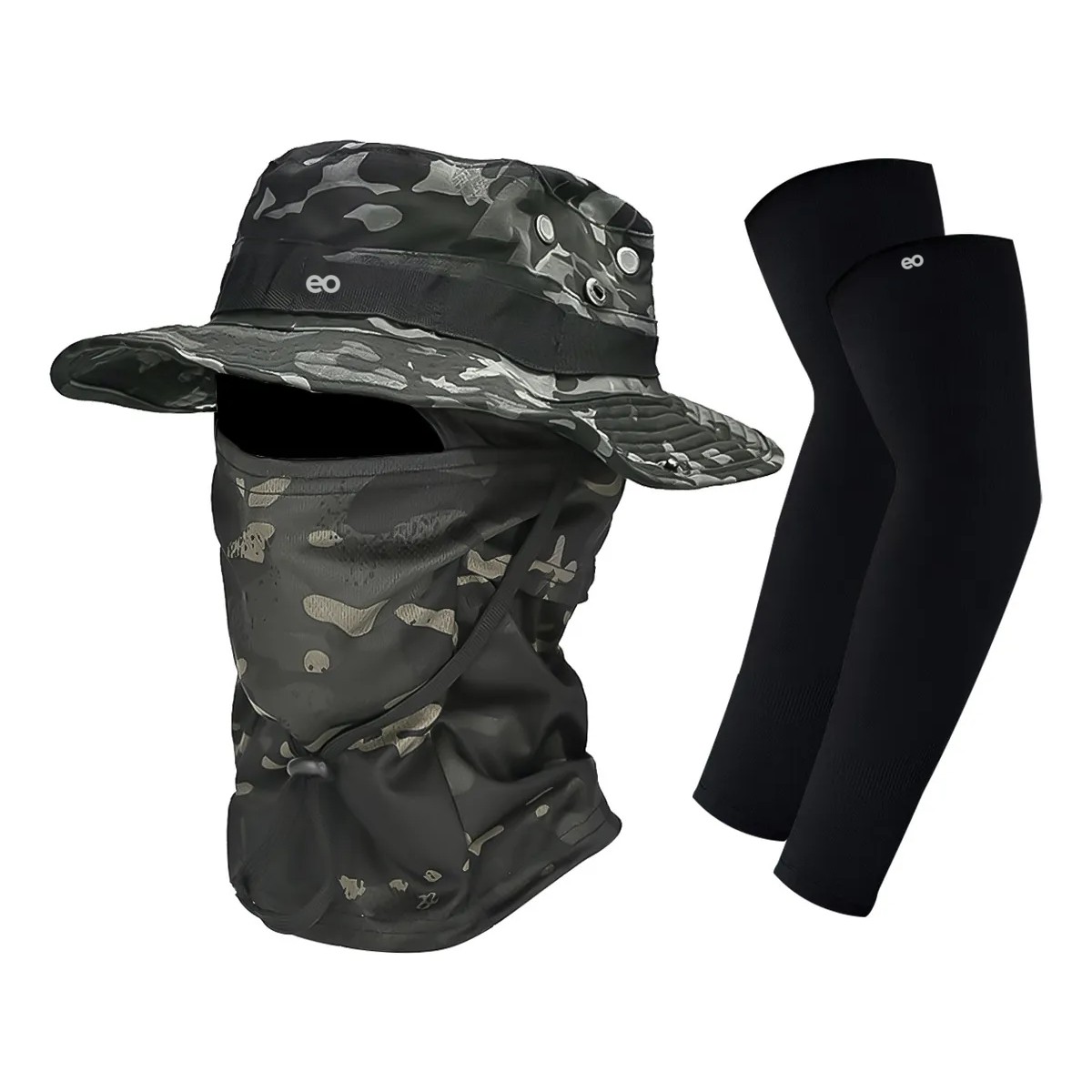 Sombrero Para Sol Protector Con Pasamonta&ntilde;as Y Manga Camuflaje Negro 2 image number null