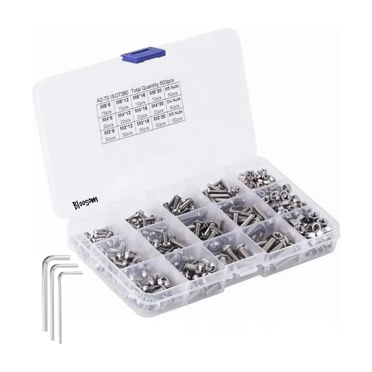 Set Tornillos De Cabeza Hexagonal M3 M4 M5 Plana Acero image number null