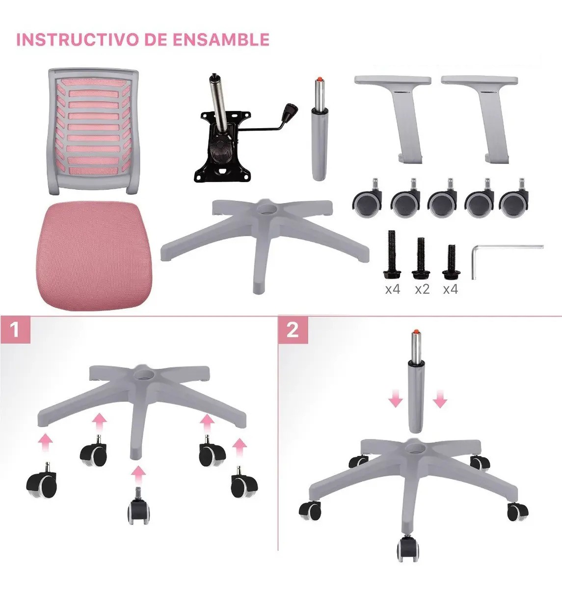 Silla de Escritorio Premium Ergon&oacute;mica Modelo Estelar, rosa palido image number null
