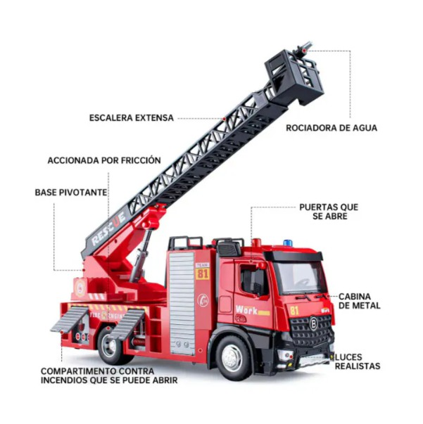 Coche De Bomberos Con Luz Y Sonido Color Rojo image number null