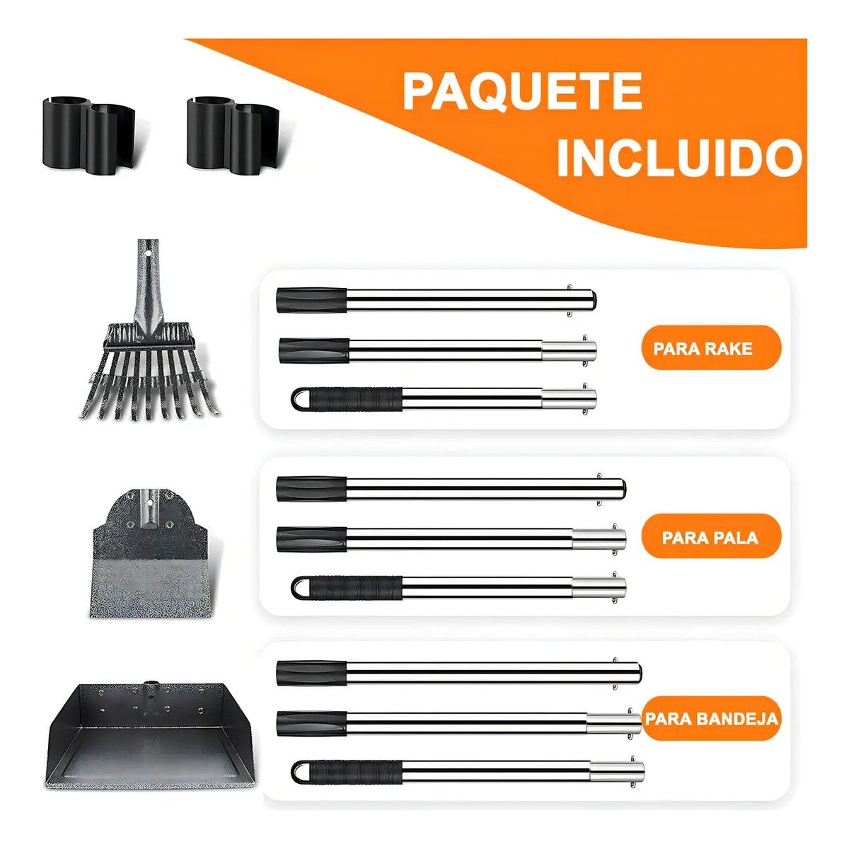 Juego De Recogedor Excrementos Para Perros Pala Rastrillo y Bandeja Plateado image number null