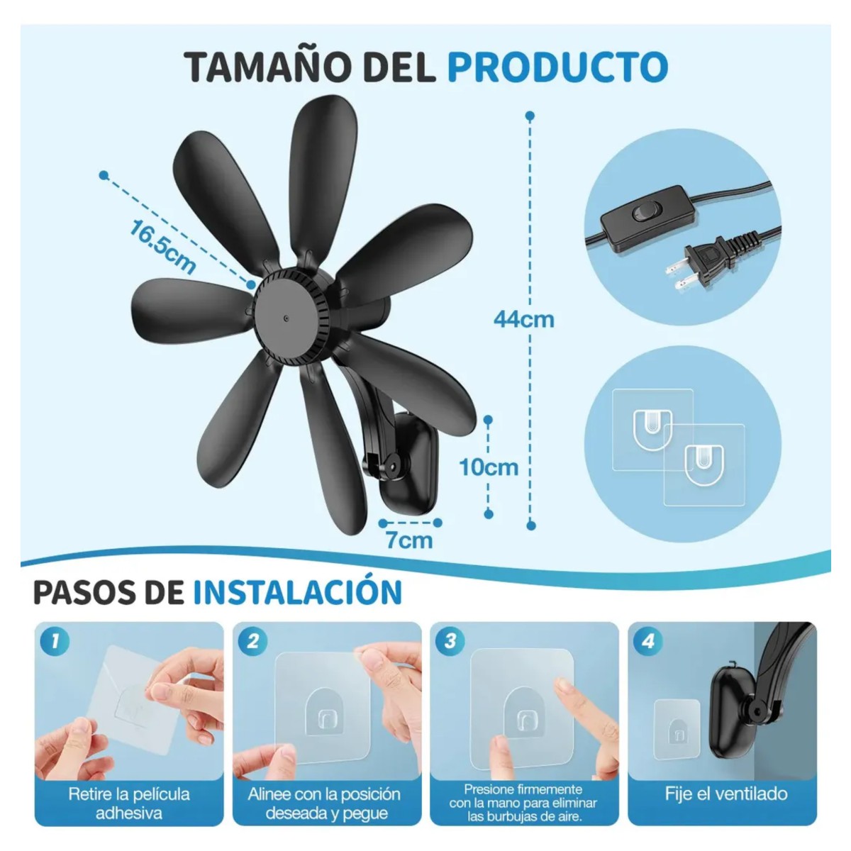 Ventilador De Pared Enchufable Para Patios, Hogar, Garaje, Interior/exterior Negro image number null