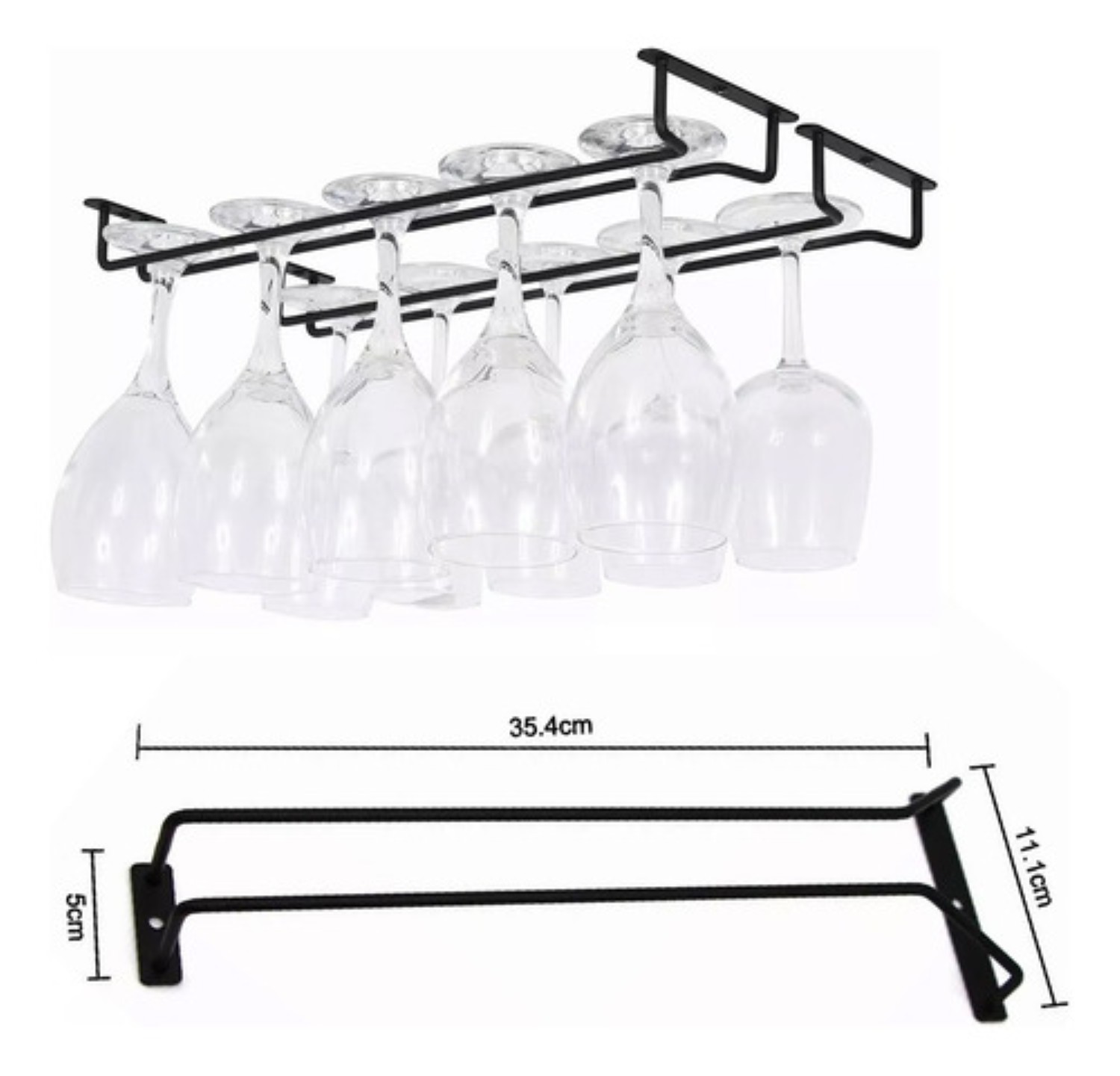 4pcs 14in Soporte Para Copas De Metal Vino Estante Colgante NEGRO image number null