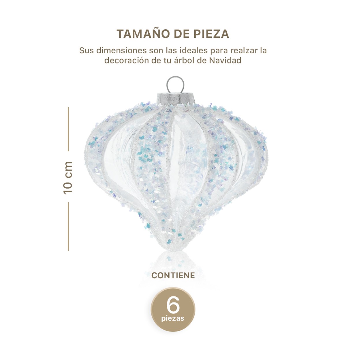 Set con 6 Esferas de Cristal Decoraci&oacute;n Navide&ntilde;a 10 cm para &Aacute;rbol de Navidad (Rusa) ESQUIMAL image number null