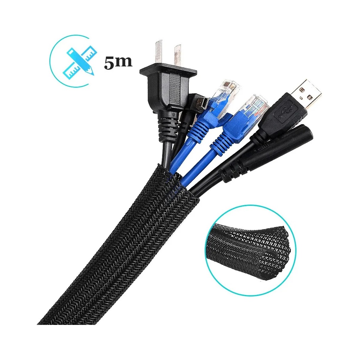 Conducto Funda Tejida De Cables Con Cierre Autom&aacute;tico 5 Mts image number null