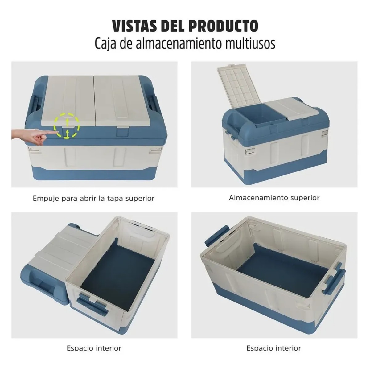 Caja Almacenamiento Plegable Organizador Con Tapa 41 Litros Azul/Blanco image number null