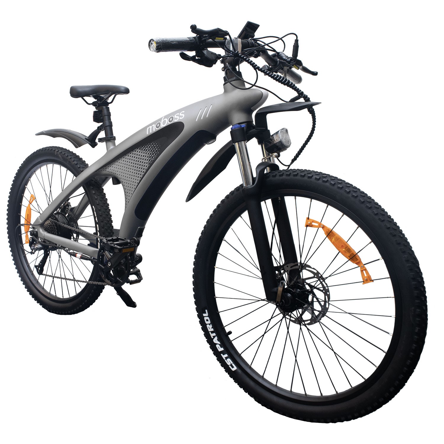 Bicicleta El&eacute;ctrica Monta&ntilde;a Moboss Ebike 48V 650W 27.5" 13 Ah Q5 Gris image number null