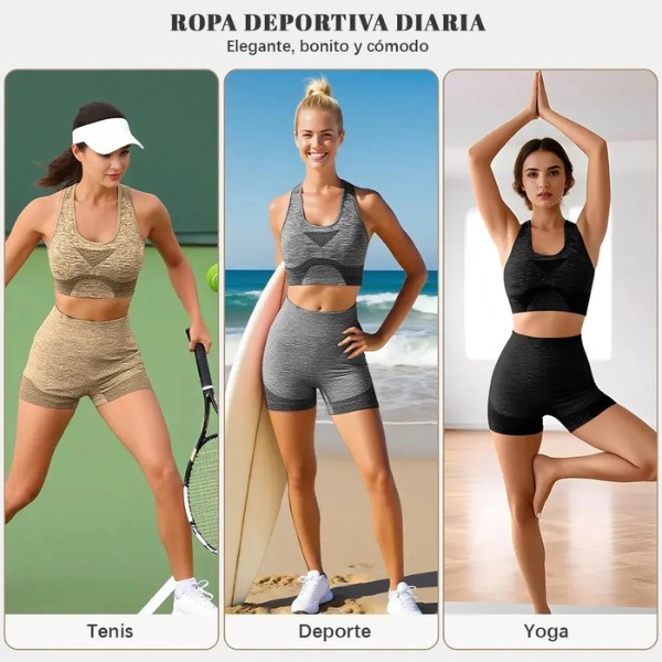 Conjunto Deportivo para Mujer 8 Piezas con Top y Short de Licra para Gym, Yoga, Fitness y Entrenamiento image number null