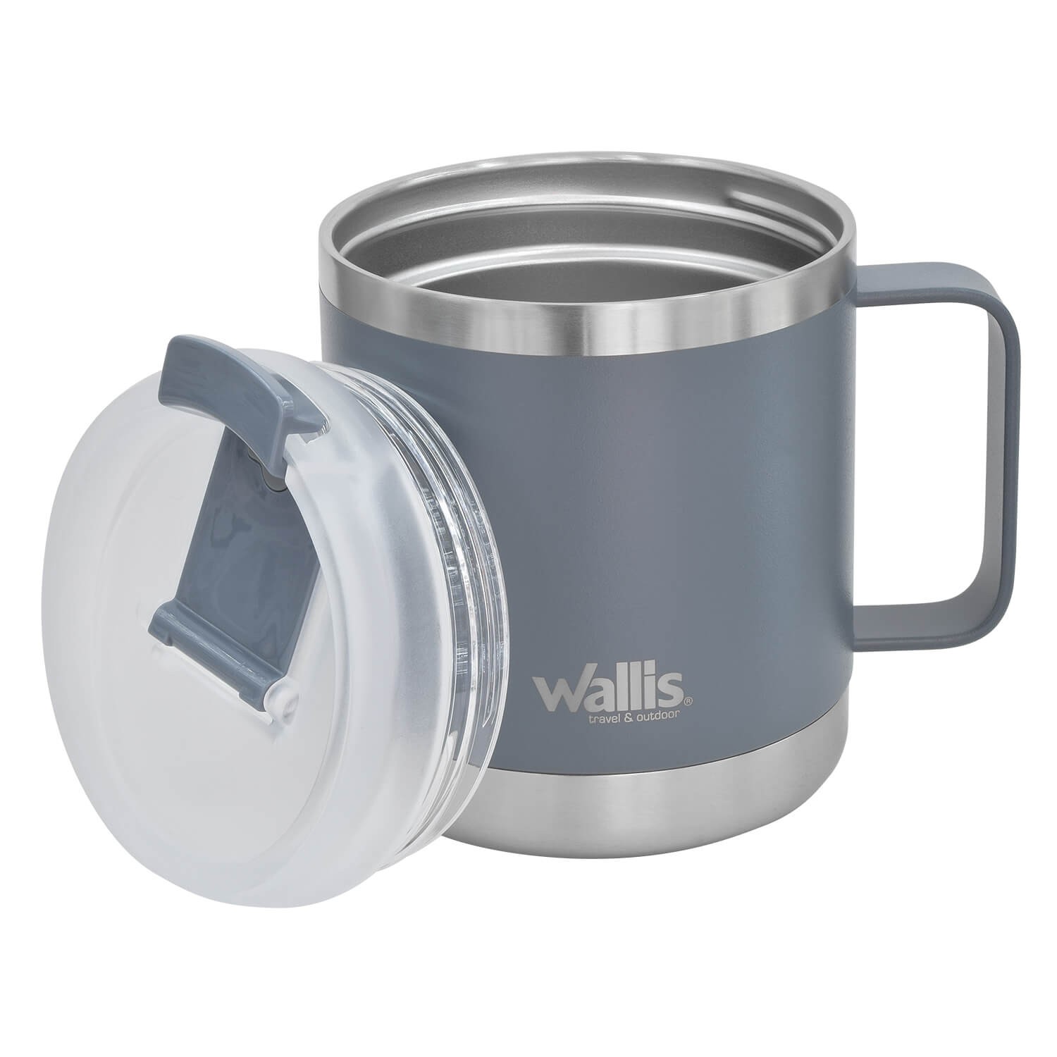 Taza t&eacute;rmica con protector a salpicaduras y tapa rosca, 470 ml, M28906114, gris claro mate image number null