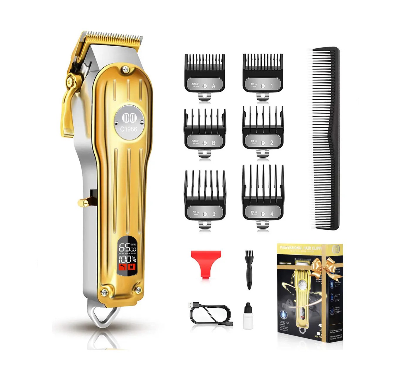 "Maquina Para Cortar Cabello Pelo Cortadora De Cabello Kit dorado " image number null
