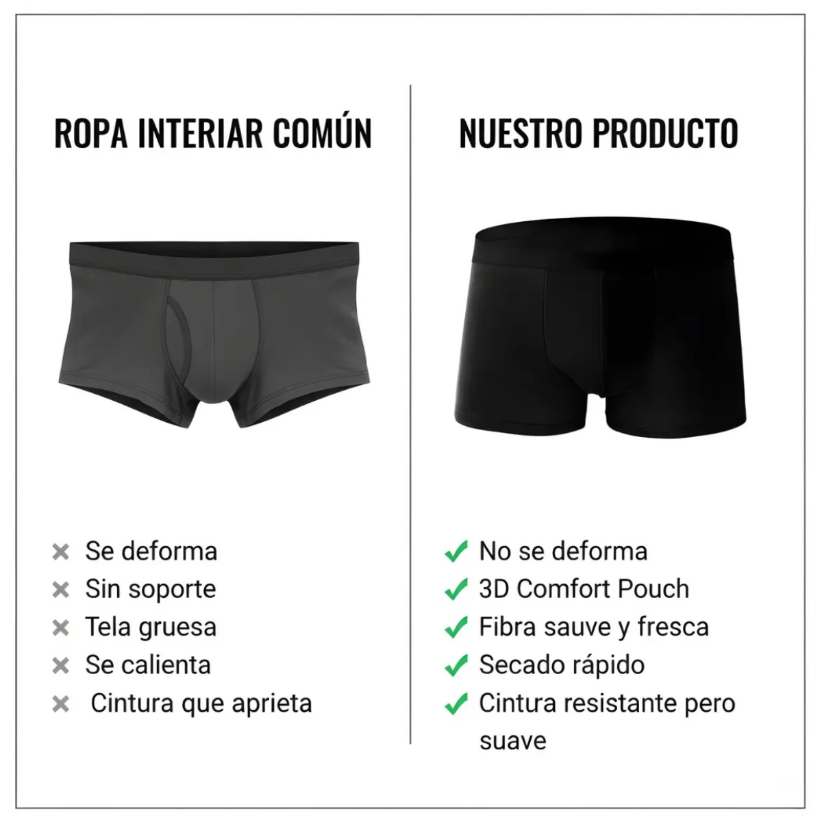 Boxer Hombre C&oacute;modos Transpirables Suaves 4 Piezas Color Negro Talla M image number null