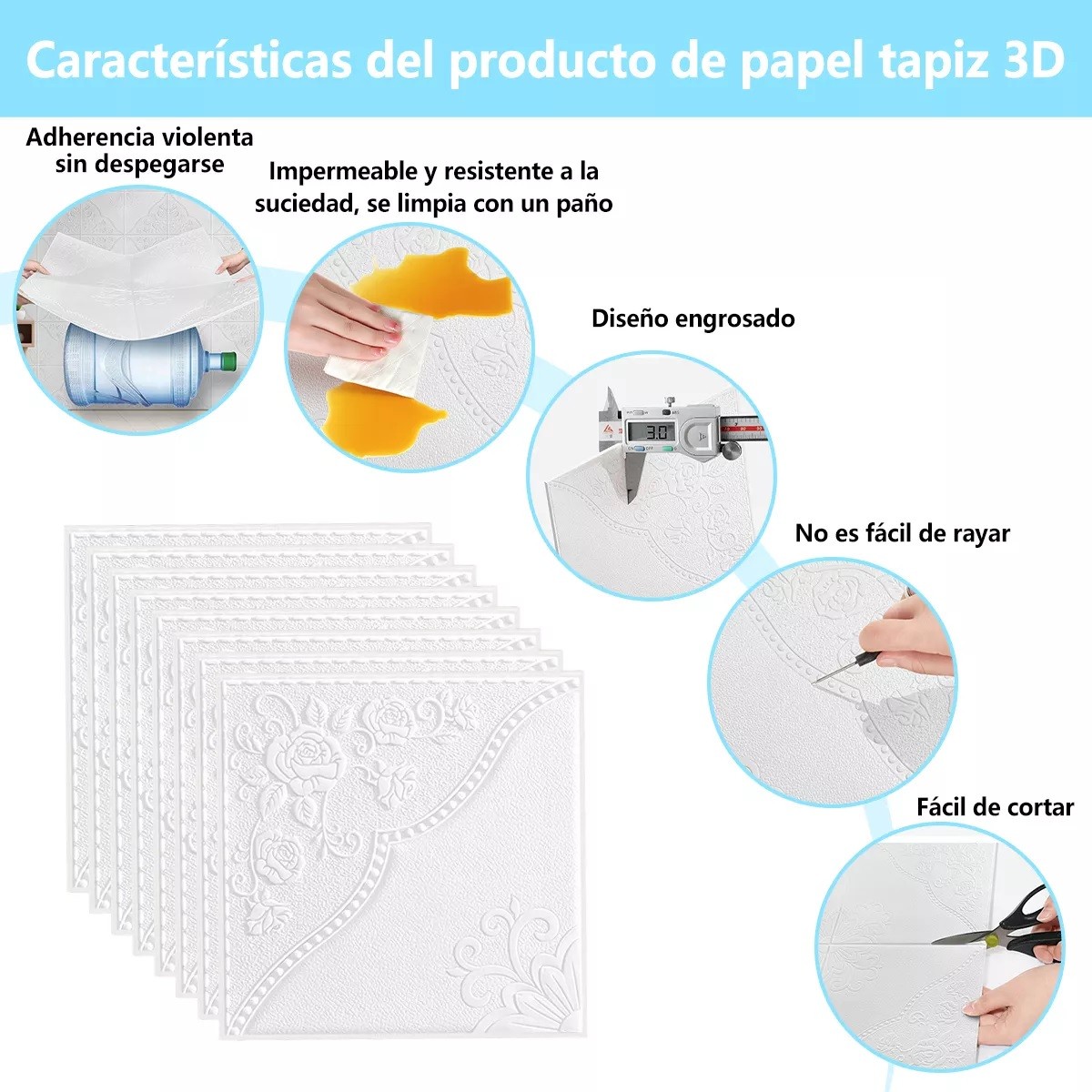 3d Panel Cuadril&aacute;tero Ciruela Patr&oacute;n Color Blanco image number null