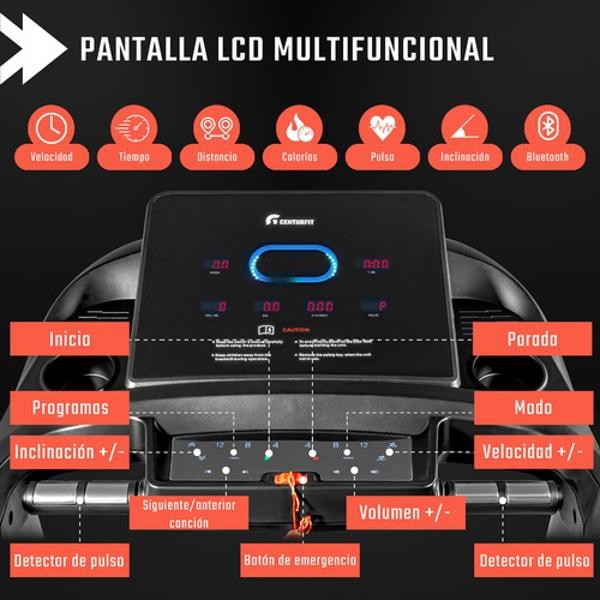 Caminadora Electrica 15niv Autoinclinacion 15 Programas Centurfit image number null