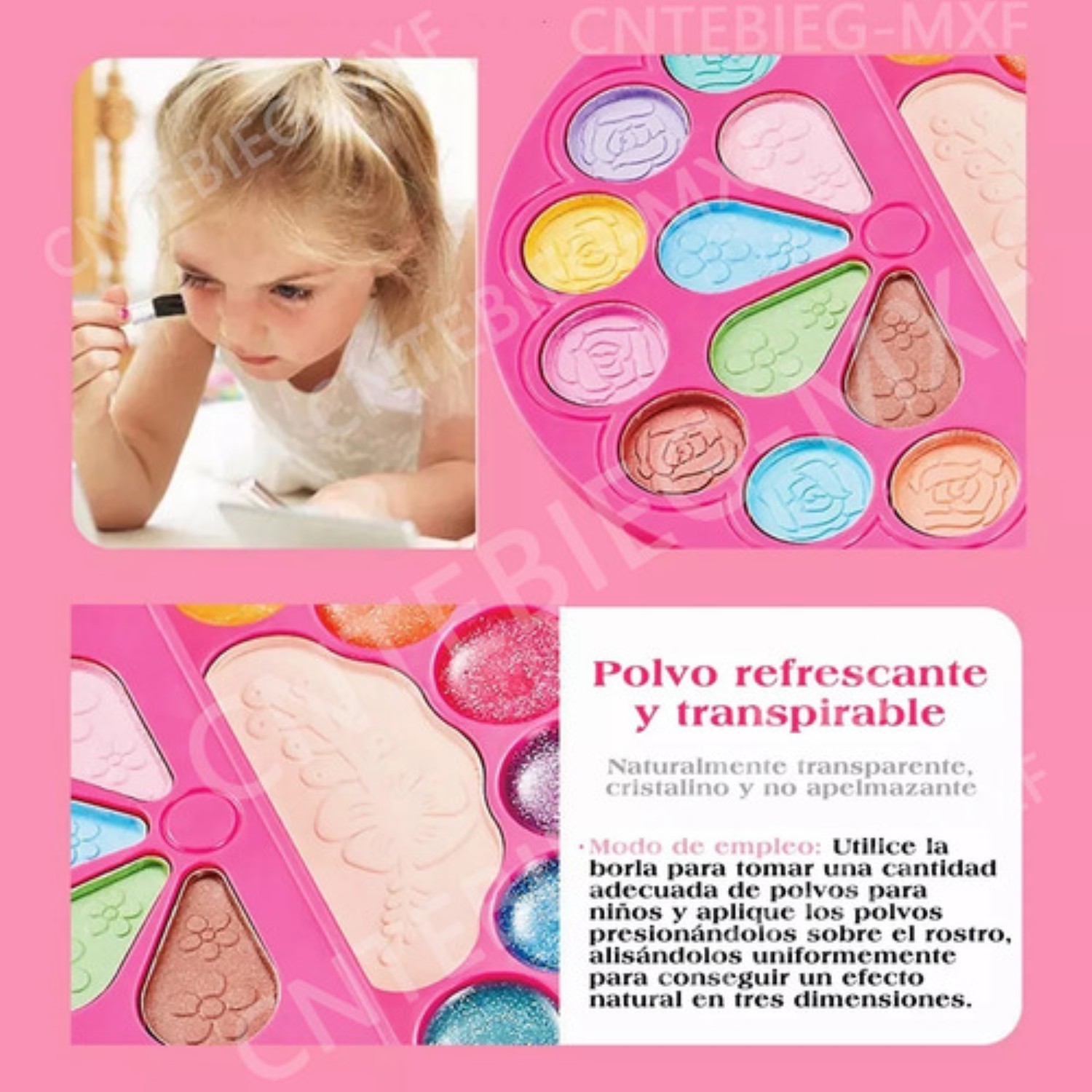 Juego De Maquillaje Para Ni&ntilde;as, Juguete Belleza Lavable Rosa 58 pz image number null