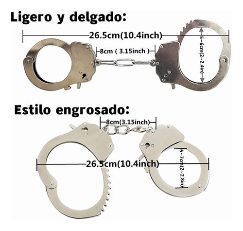 Esposas Policiales Tacticas Metal Doble Seguro Lo Mejor, 2 pcs Plata image number null
