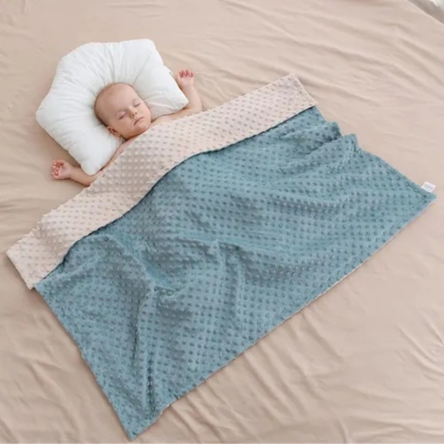 Cobija Para Bebe Manta Cobertor Verde Beige image number null