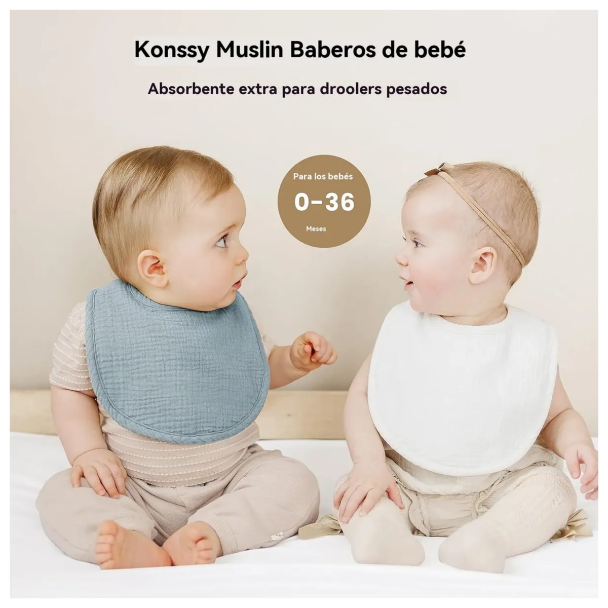 Baberos Impermeables Para Beb&eacute; Algod&oacute;n Unisex 4 Piezas Multicolor image number null