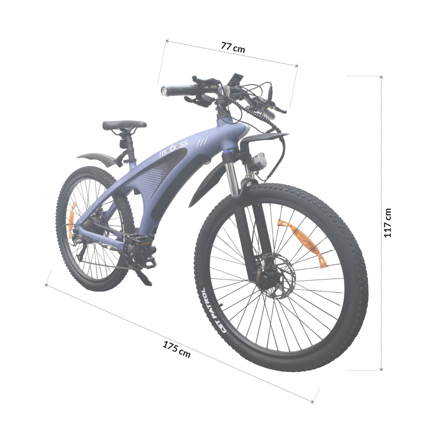 Bicicleta El&eacute;ctrica Monta&ntilde;a Moboss Ebike 48V 650W 27.5" 13 Ah Q5 Gris image number null