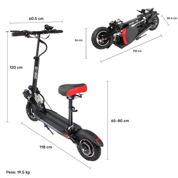 Scooter Electrico Con Asiento Luz Led Alarma Usb 48 Km/h image number null