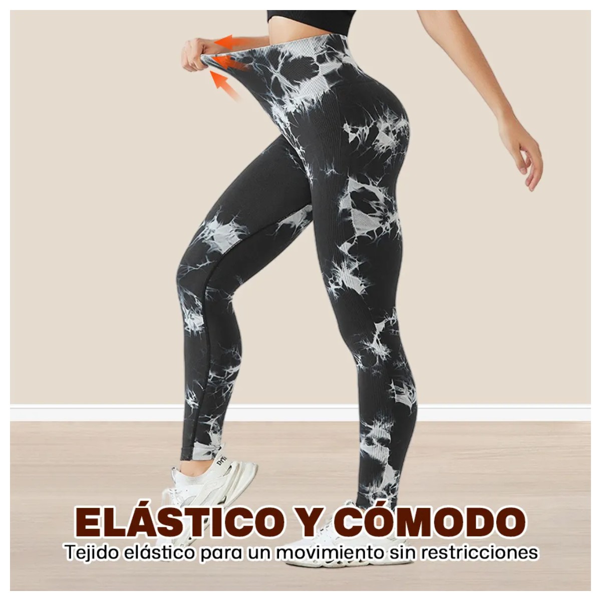 Leggins Deportivos Mujer Gym Dama Talla: M Tie-dye Negro - Tie-dye Gris - Tie-dye Ca image number null