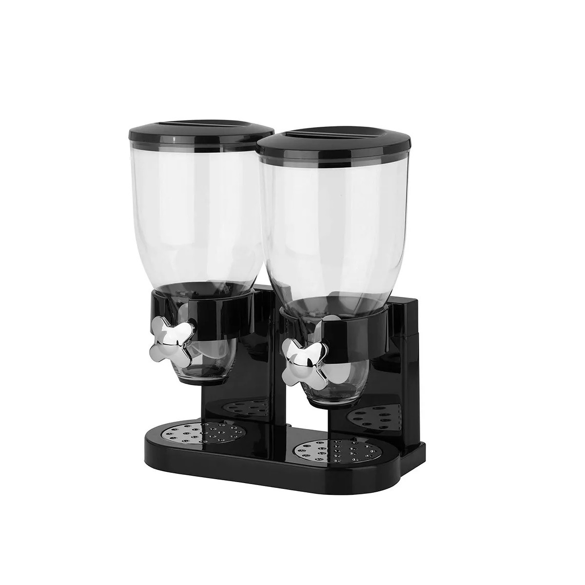 Dispensador De Cereal Despachador Doble Alimentos Y Semillas Color Negro image number null