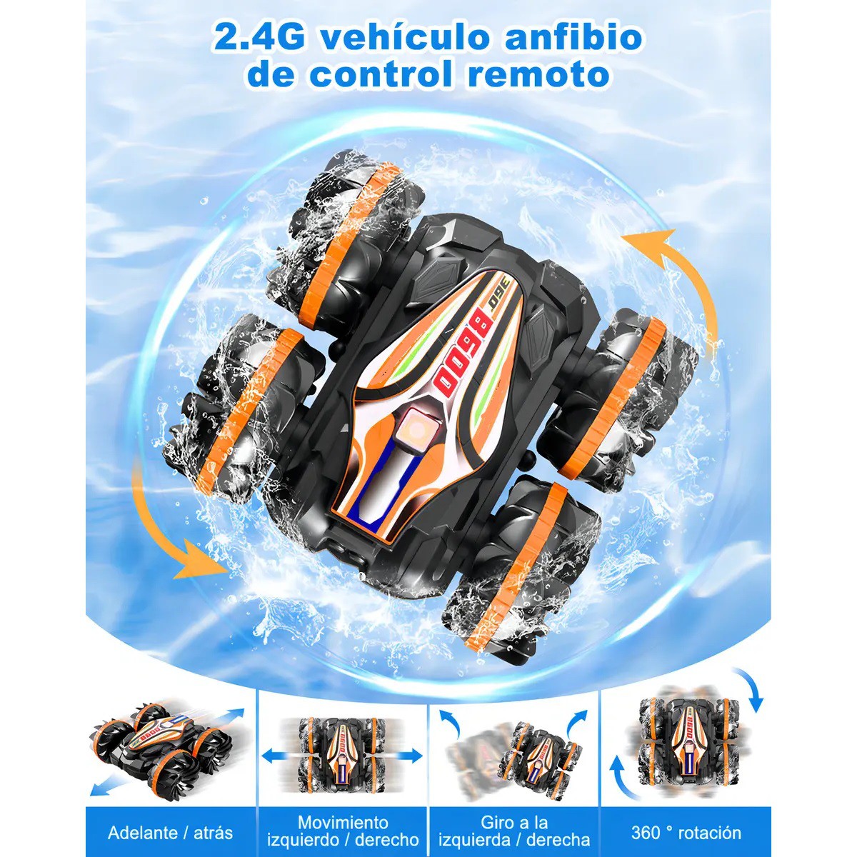 Carro De Control Remoto 360&deg; Rotaci&oacute;n Juguete Color Naranja image number null