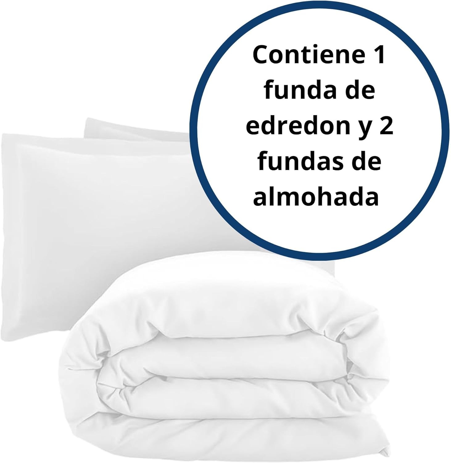 Juego de Funda Duvet para Edredon Matrimonial con Cierre de Botones y 2 Fundas de Almohada, Blanco, Bluelander image number null