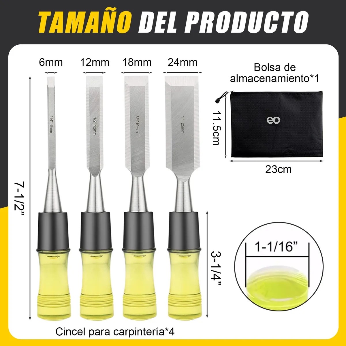 4pcs Juego Formones Hojas Templadas Duradero Para Carpinteria image number null