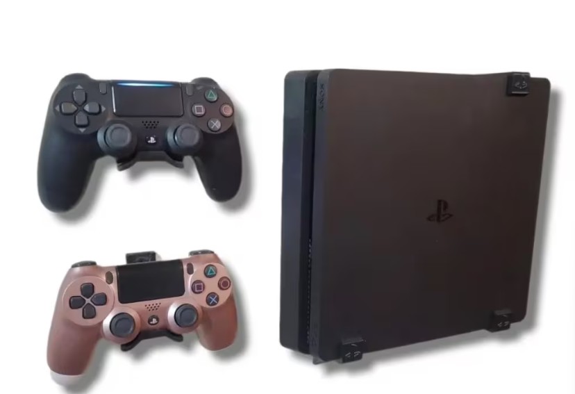Base Soporte Consola Ps4 Slim De Pared + 2 Bases Control Ps4 image number null
