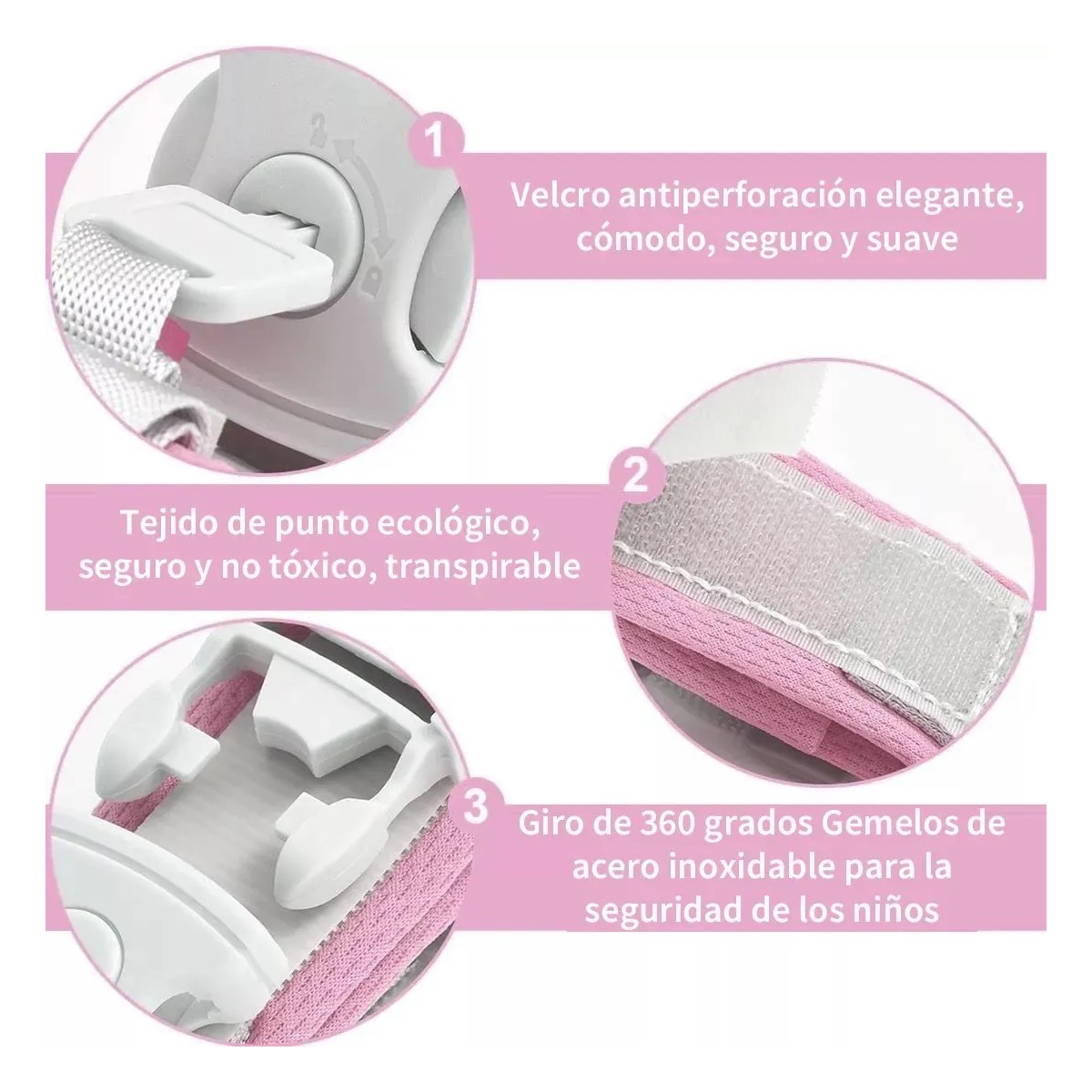 Pulsera De Seguridad Para Ni&ntilde;os Arnes Rosa image number null