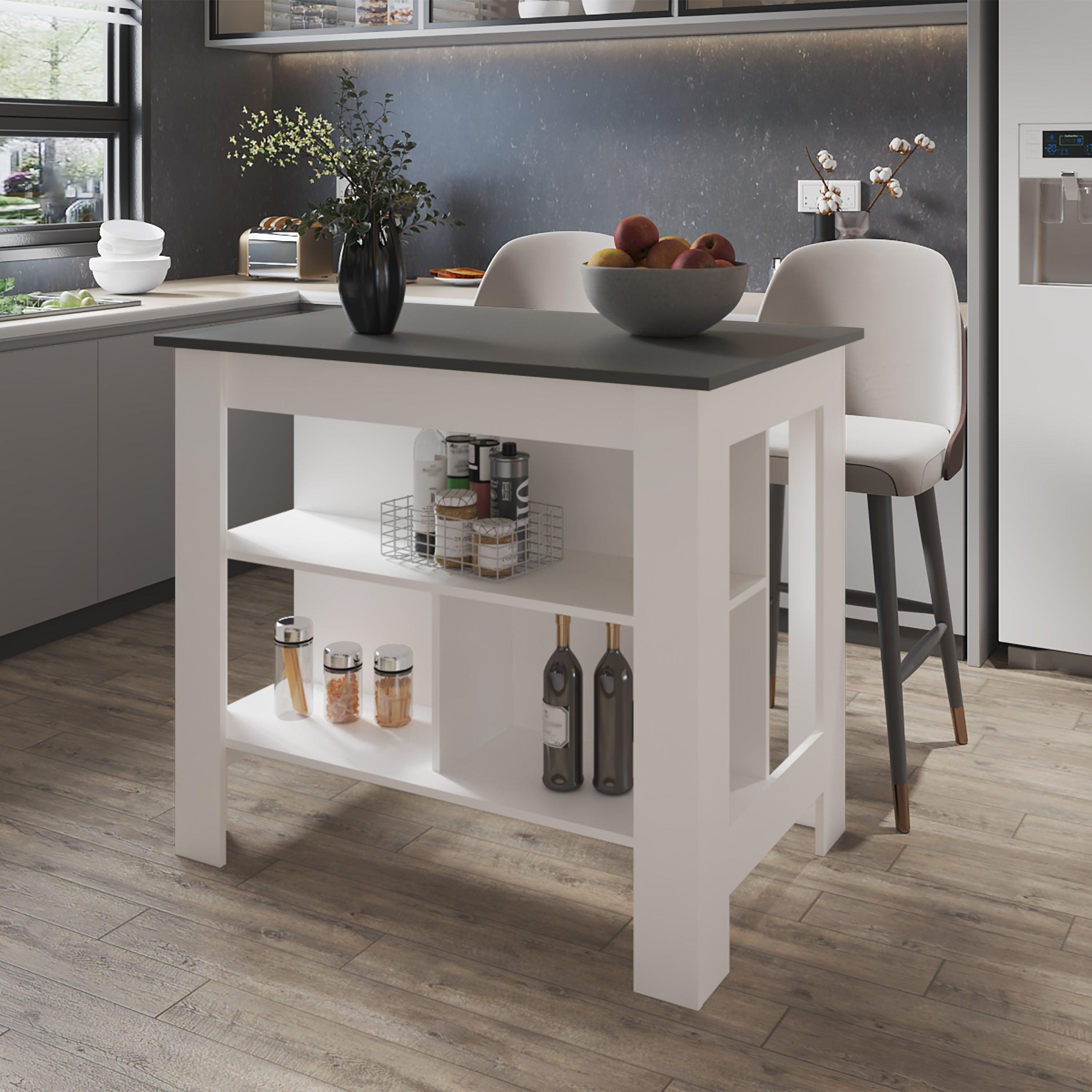 Isla de Cocina con 3 Estantes Blanca con Oxford image number null