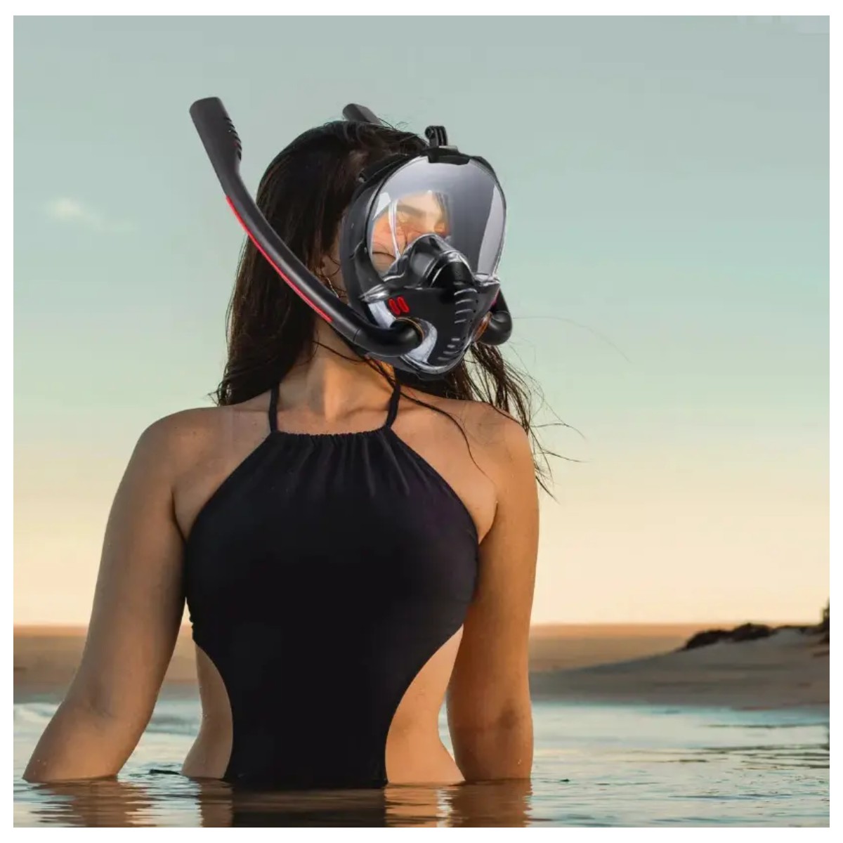 M&aacute;scara Snorkel Doble Tube Visi&oacute;n De 180&deg; Lentes Antiniebla Orange L/XL image number null