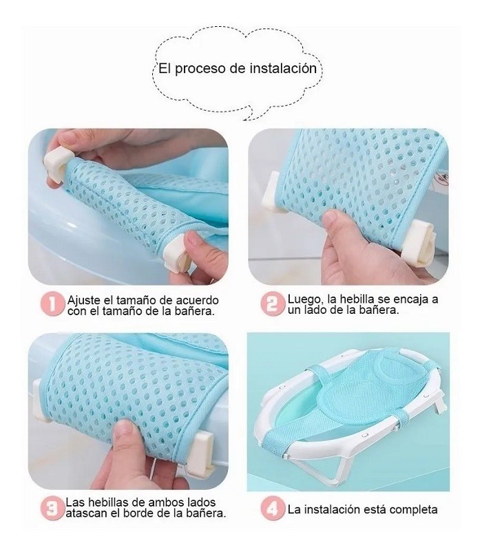 Soporte Tina Bebe Respaldo Ba&ntilde;era Antideslizante Azul image number null
