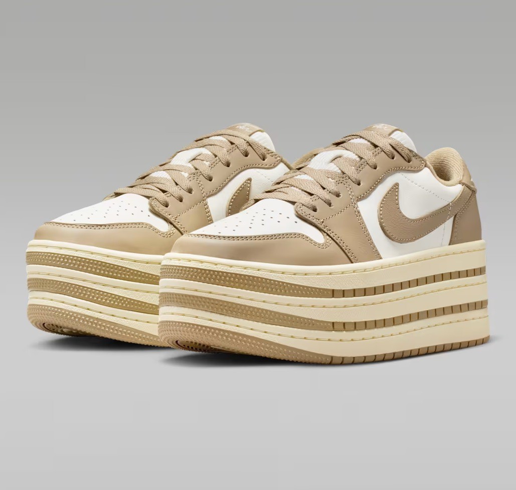 Tenis Air Jordan 1 Triple Stack Caqui/beige Mujer Tallas #24 al #26 image number null