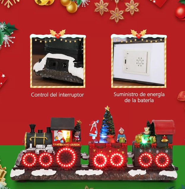 Tren Electrico Navide&ntilde;o Con Musica Navide&ntilde;a Y Luz 3 Vagones image number null
