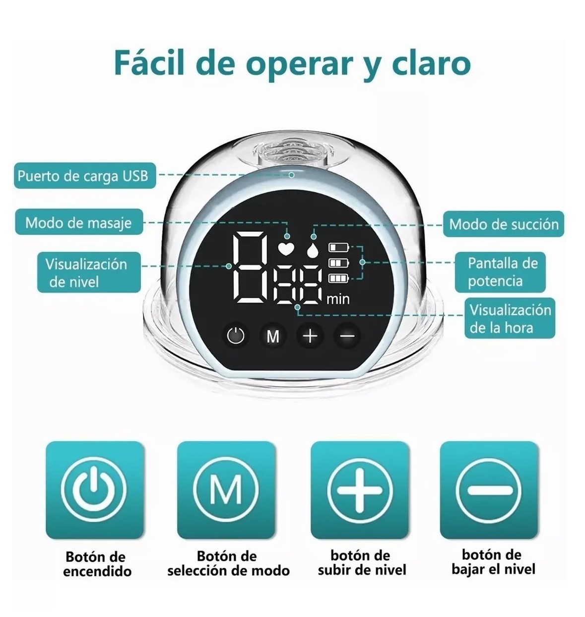 Extractor De Leche El&eacute;ctrico Silencioso Port&aacute;til Recargable Azul image number null