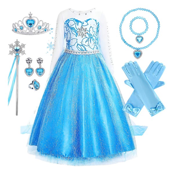 Vestido De Princesa De Elsa, Disfraz De Frozen Dise&ntilde;o para Ni&ntilde;a, Ropa De Halloween, Fiesta De Cumplea&ntilde;os o Cosplay image number null