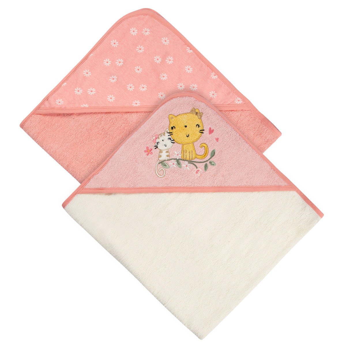 Set 2 toallas beb&eacute; Gerber con capucha rosa 66&times;76 cm algod&oacute;n image number null