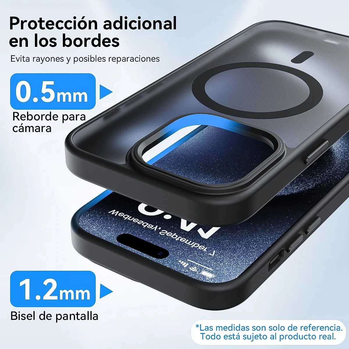 Funda Magsafe Para iPhone 13 Pro Max + Cargador Inal&aacute;mbrico 15w + Mica De Vidrio Negro image number null