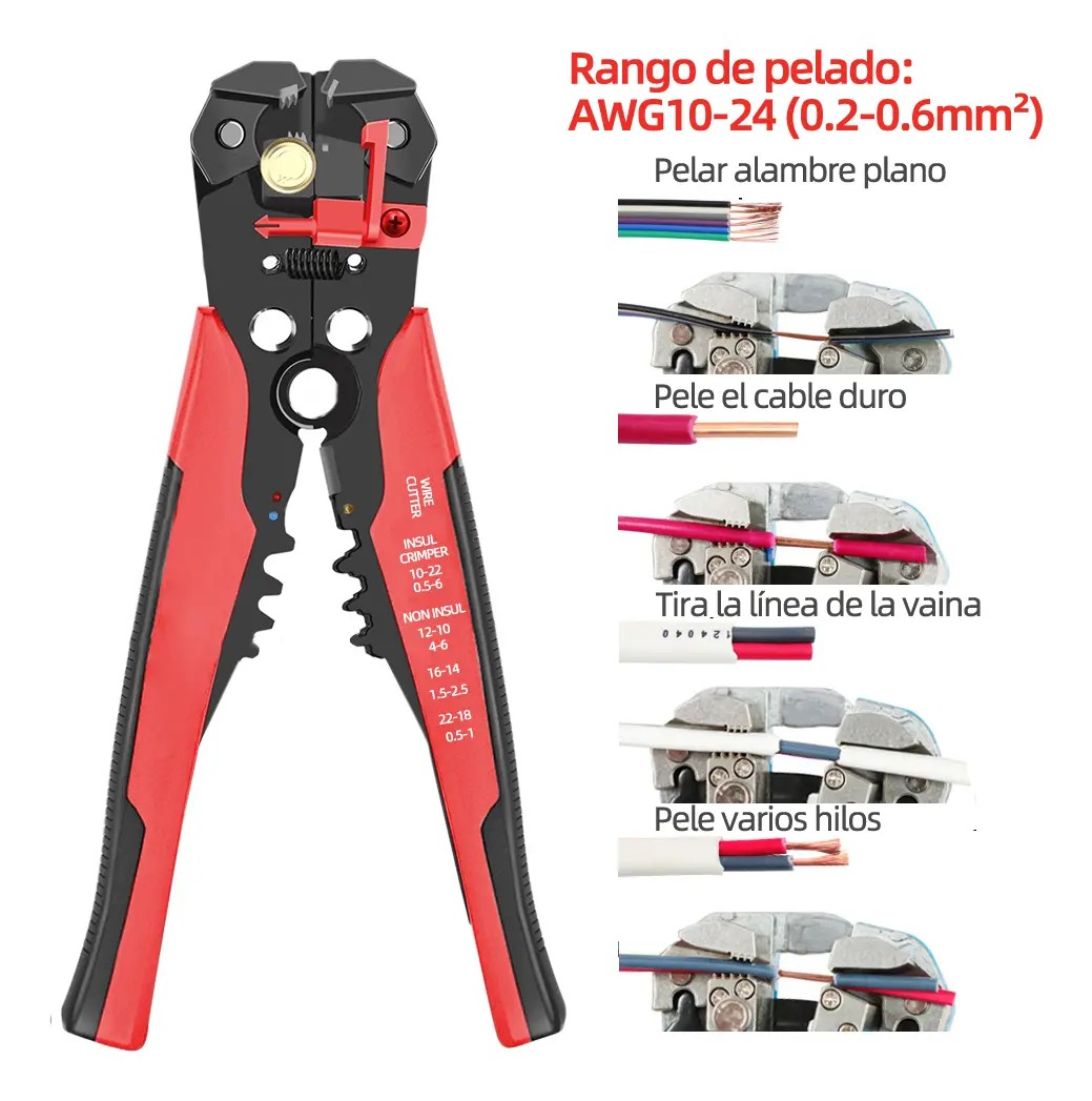 Cortacables 5 Y 1, Pelacables Autom&aacute;tico Multifuncional Rojo/Negro image number null