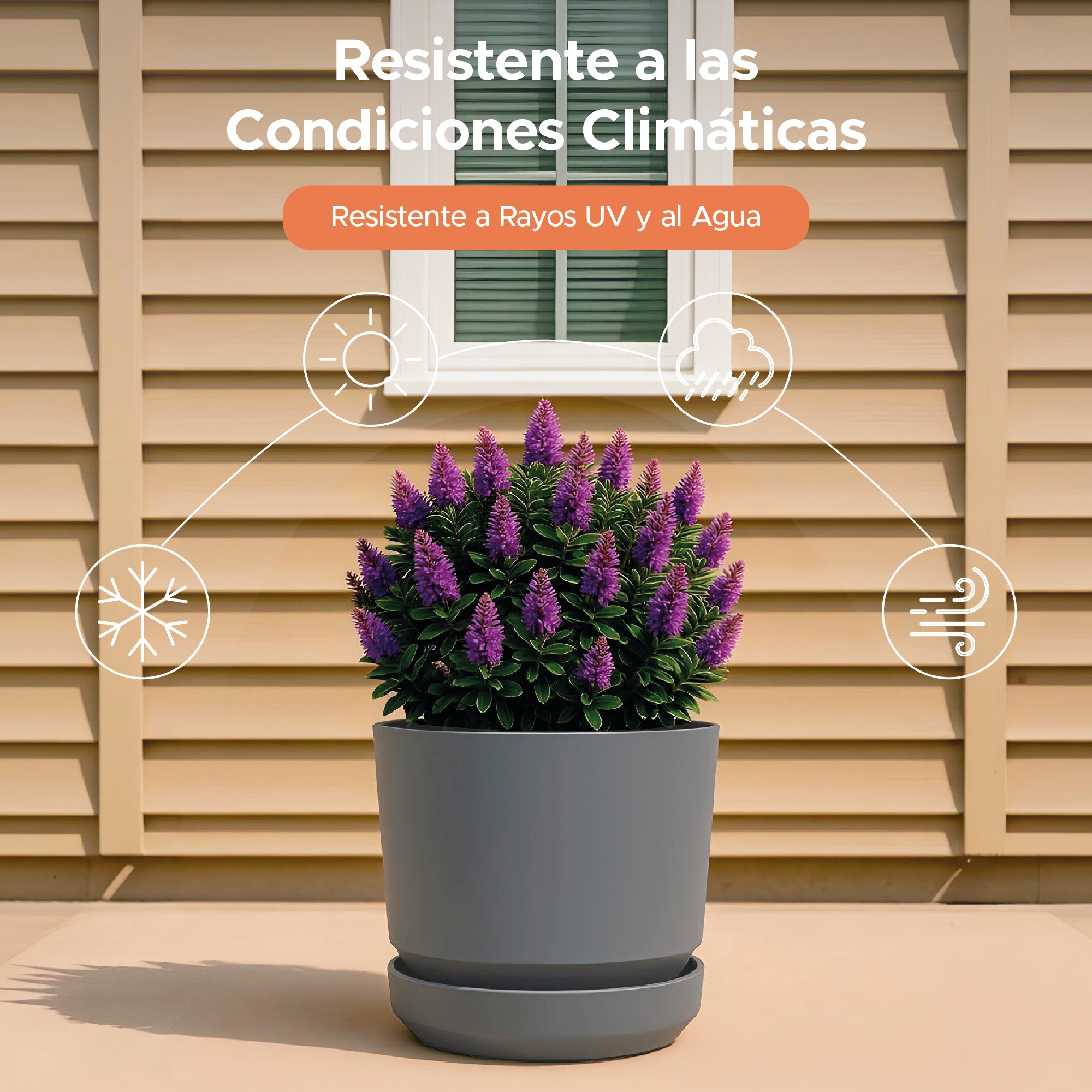 Maceta Elly Decor Set De 2 Para Interior y Exterior Con Plato y Drenaje 12 Pulgadas Gris image number null