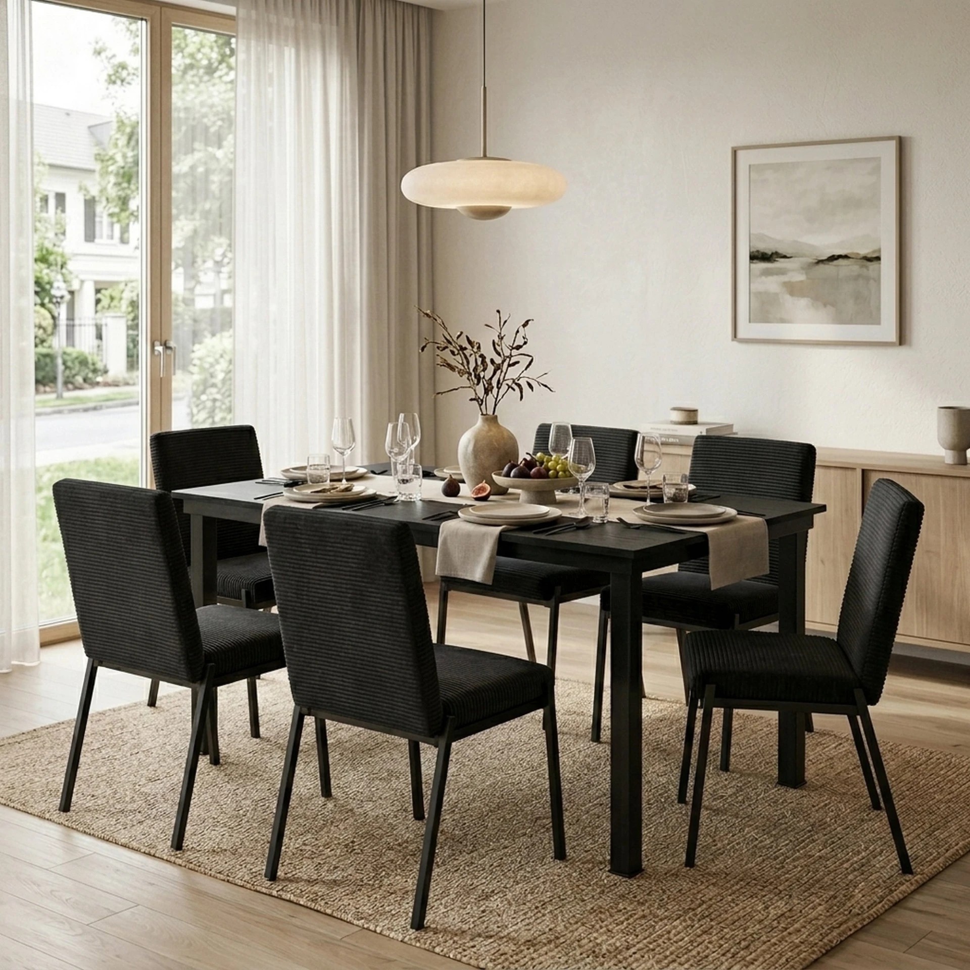 Antecomedor 6 Sillas Zovani + Zenara Negro Kessa image number null