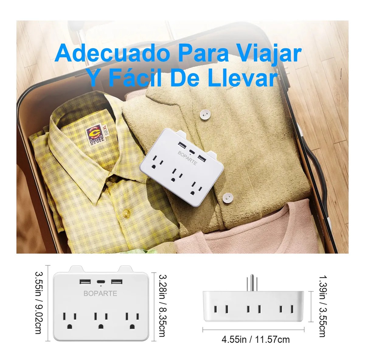Adaptador De Pared Multicontactos, 6 Entradas, 2 + 1 Usb, Blanco Nieve image number null