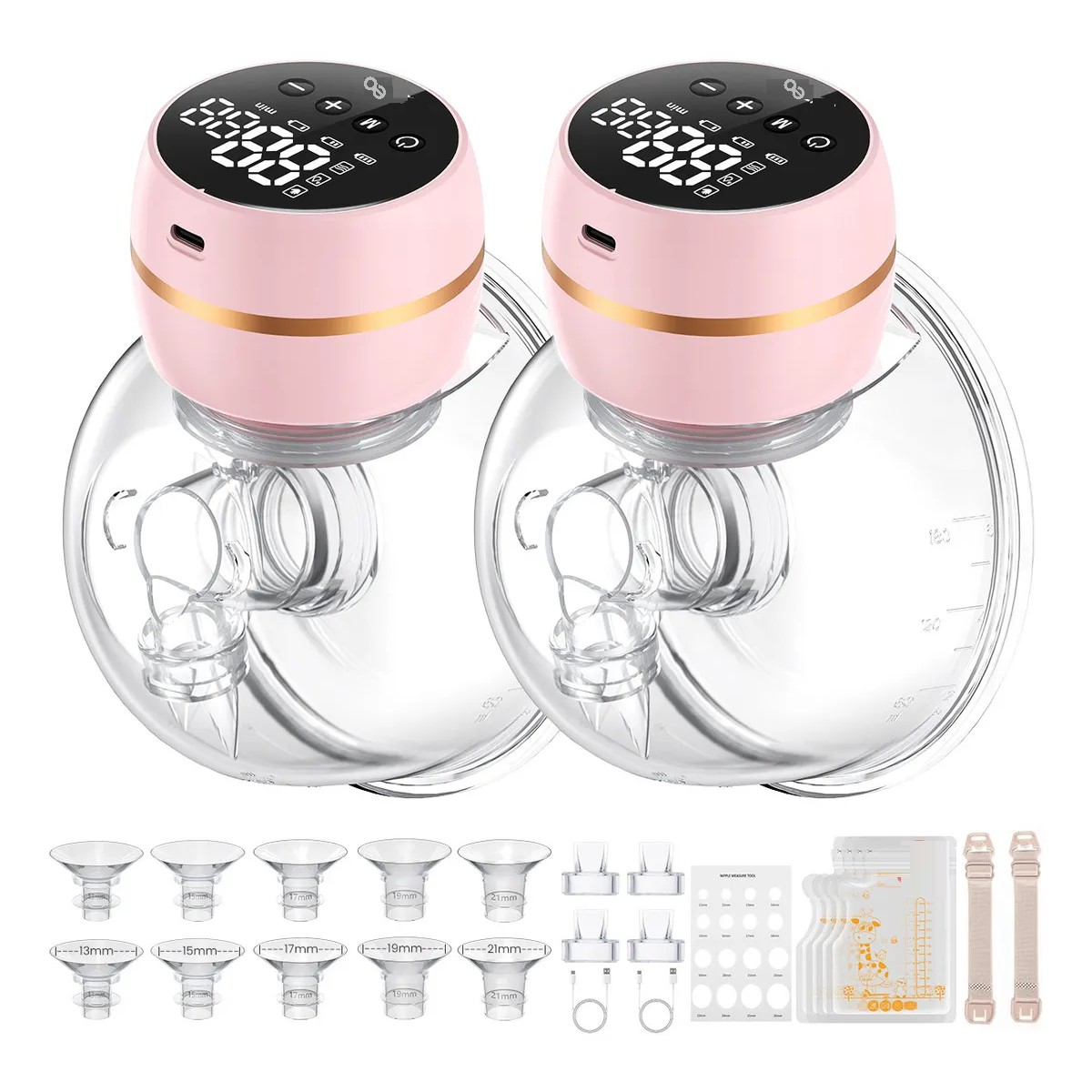 2pcs Extractor De Saca Leche El&eacute;ctrico Port&aacute;til Manos Libres, image number null