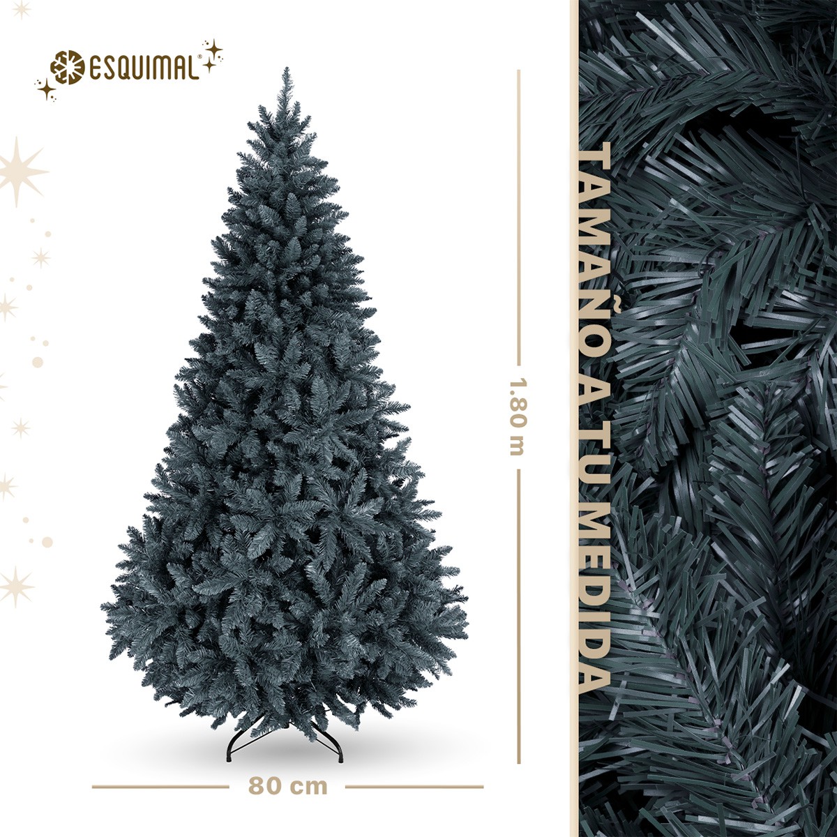 &Aacute;rbol de Navidad Pino Navide&ntilde;o de 1.8m 1000 Ramas - Gris para ESQUIMAL image number null