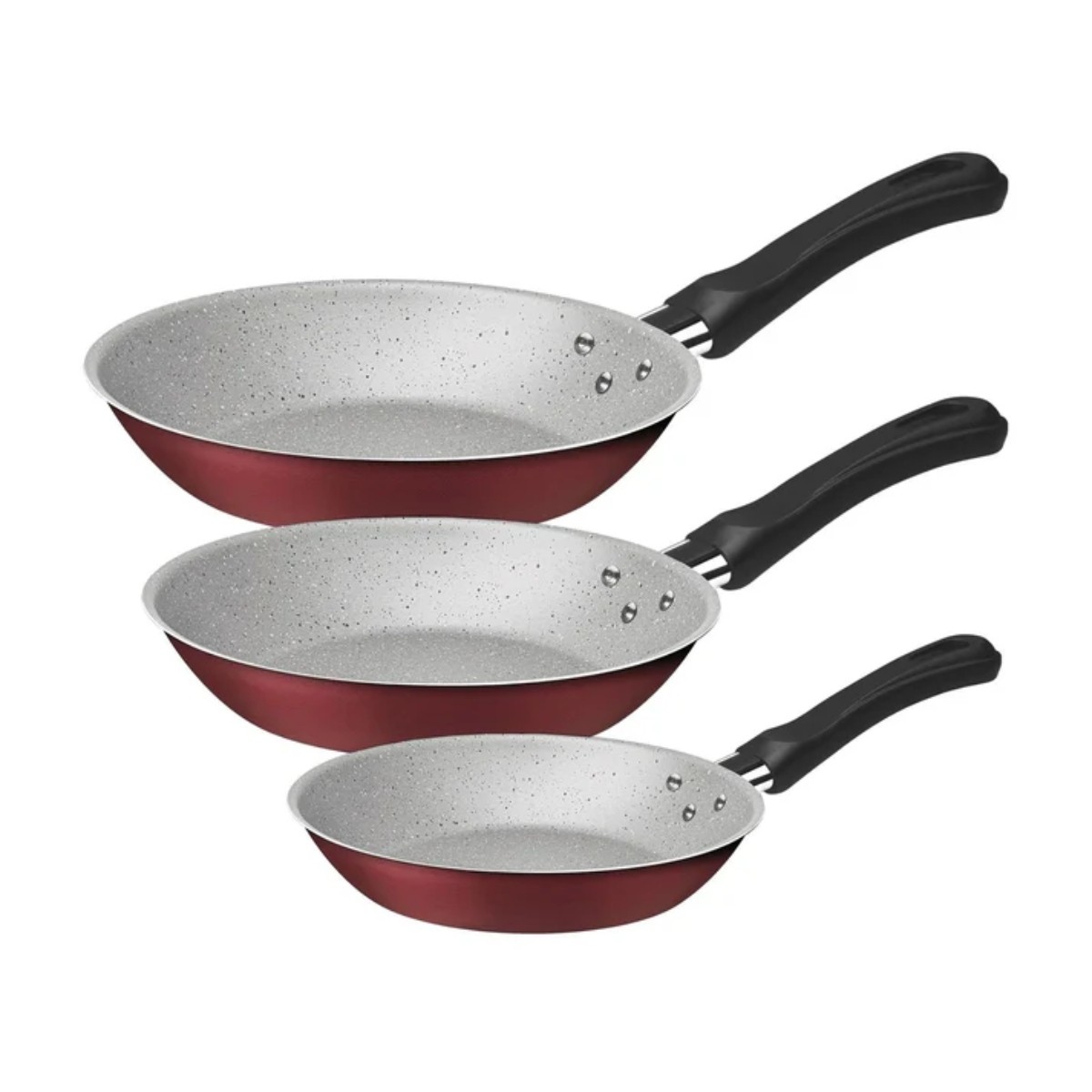 Combo Tramontina Jgo de Sartenes 20/24/28CM Caribe Rojo + Jgo de Cuchillos Dynamic 14 piezas Acero Inox ENDY image number null