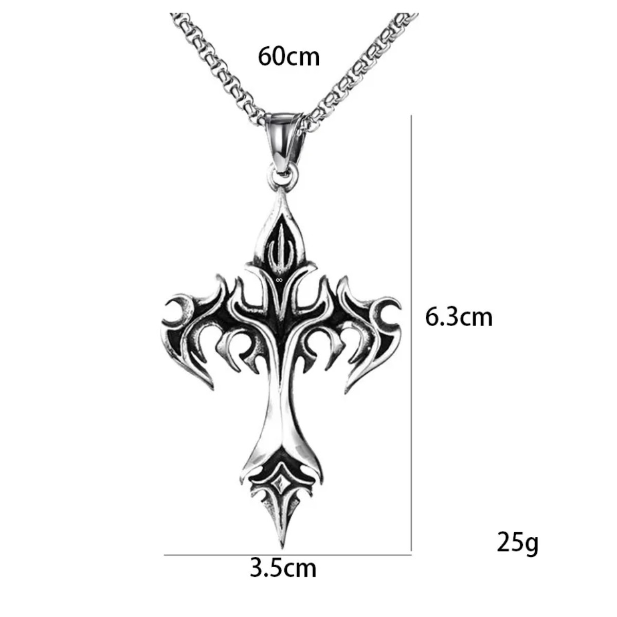 Collar Hombre De Cruz Llama Cadena Acero Inoxidable G&oacute;tica 2pcs image number null
